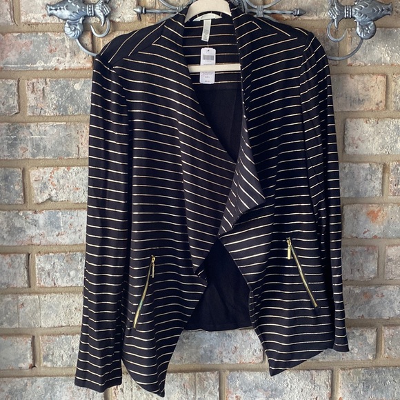 🔥 New! Soma French Terry Zipper Detail Jacket Gold Glitz Stripe🔥 - Picture 2 of 8